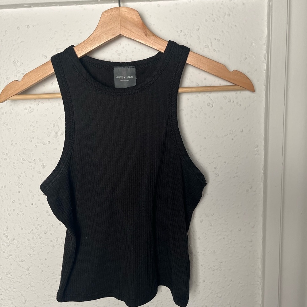 Olivia Rae Black Fitted Crop Tank Top